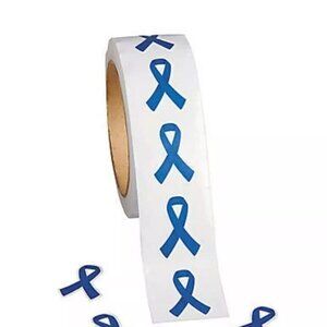 Colon Cancer Awareness Blue Ribbon Roll Stickers 500 stickers 1 1/2"